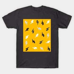 Grey Lightning, Thunder, Bolts on Mustard Yellow T-Shirt